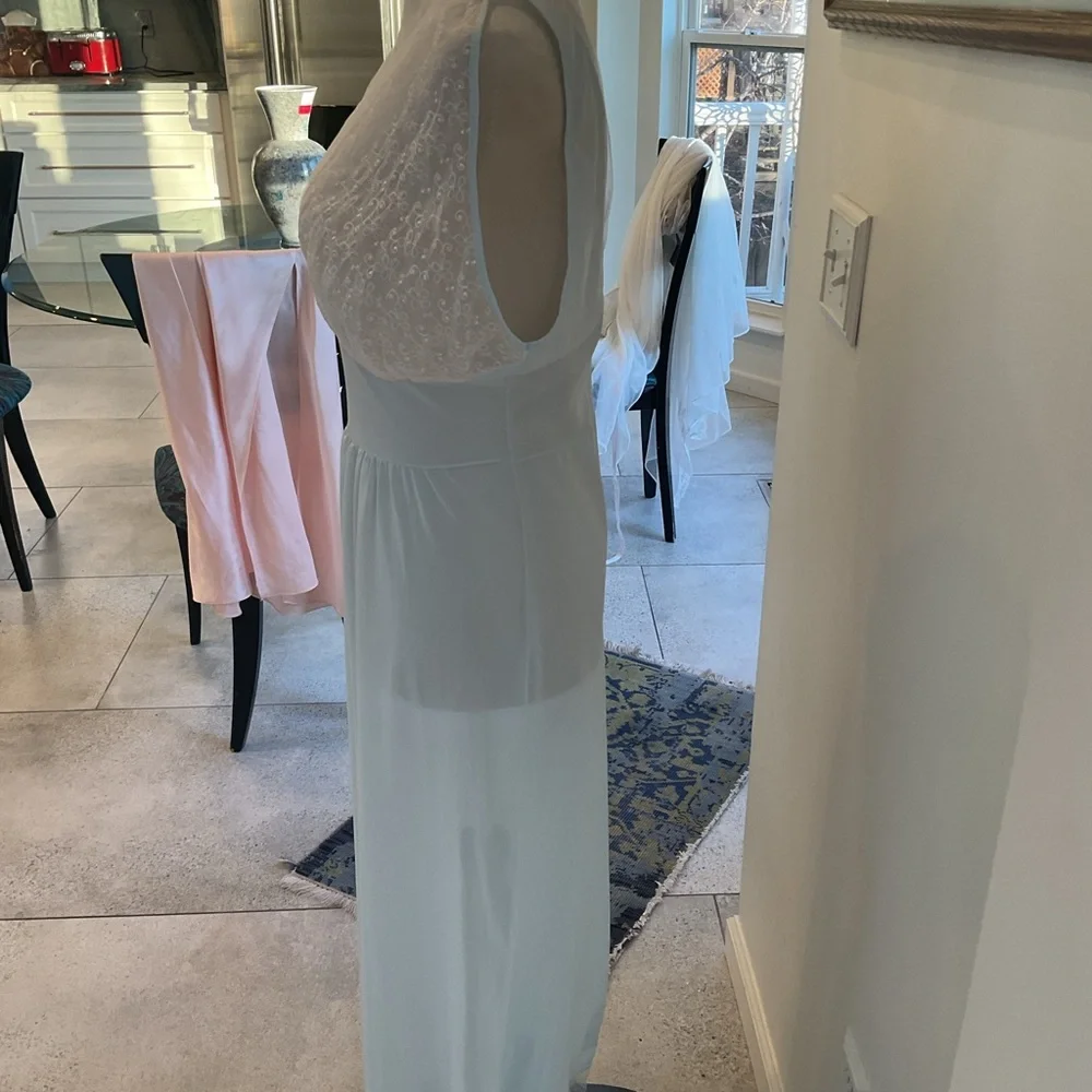 Caresse Blue and White Lace Chemise - Picture 6 of 13